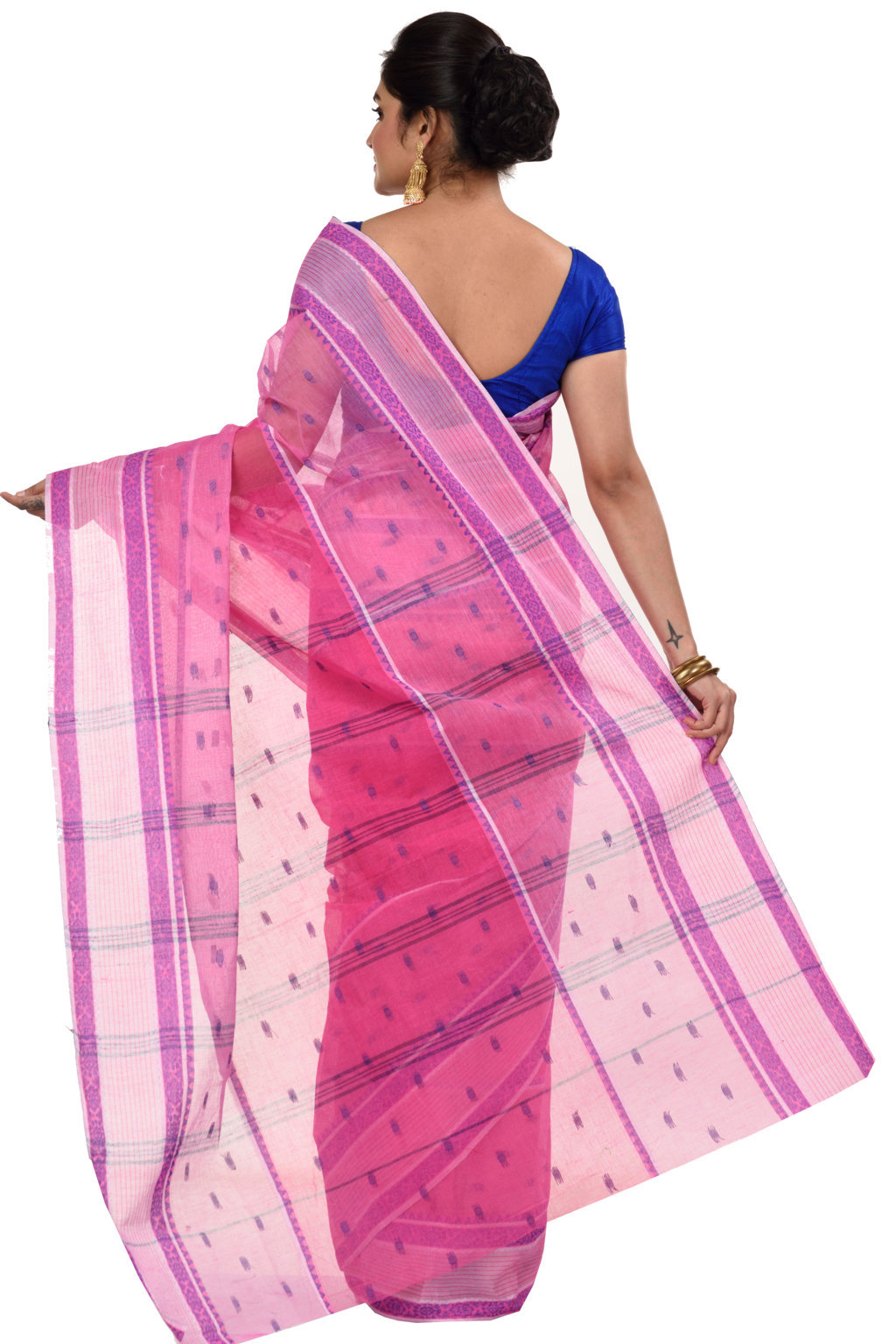 Pink Pure Cotton Debdash Tant Saree (337)